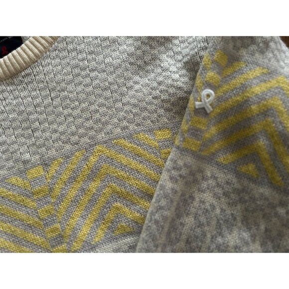 Vintage DEMETRE 100% Wool Knit Sweater Beige & Yellow Geometric Pattern Size XLa - Picture 7 of 12